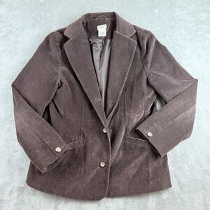 LL Bean Blazer Jacket Womens 14 Brown Corduroy Stretch Riding Equestrian Chore